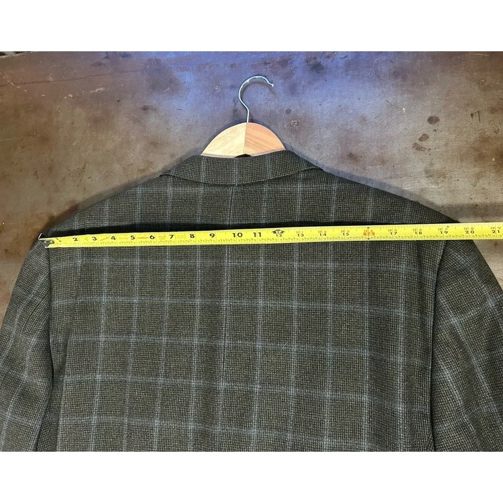 Ermenegildo Zegna Blazer Roma Gray Blue Windowpane Wool Sport Coat Mens Sz 46R